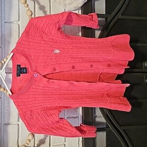 4T- Polo Pink Cable Knit Cardigan